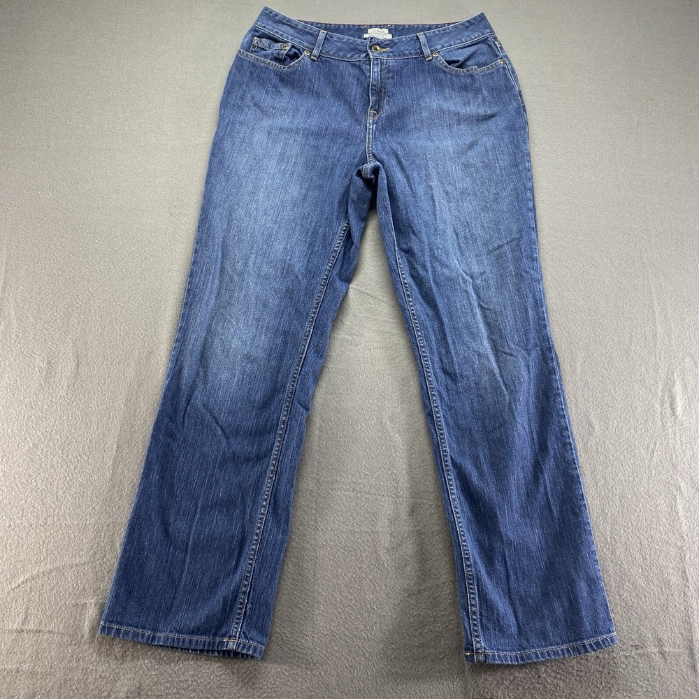 L.L.Bean Favorite Fit Jeans Womens 12 Medium‎ Blue Straight Leg Stretch Denim
